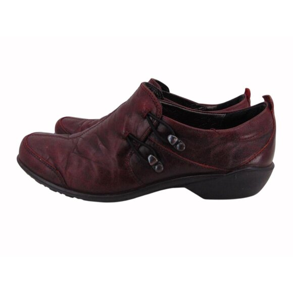 Romika Dark Red Two Hook Shoes US 8 EUR 39 Round Toe Elastic Loop Leather - Picture 4 of 16